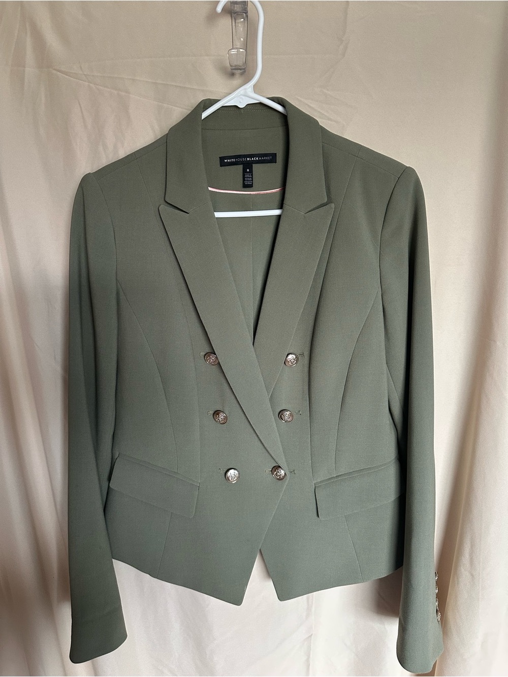 White House Black Market Olive Green Double-Breasted Blazer